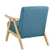 thumbnail image 4 of Blue Fabric Accent Chair - Rubberwood Frame, 28.5" Modern Living Room Chair, Natural Finish, Comfortable Cushion Seat, Bedroom, Reading Nook, 300lb Capacity, 4 of 6