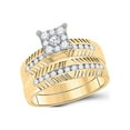 thumbnail image 2 of Diamond Princess 14kt Yellow Gold His Hers Round Diamond Cluster Matching Wedding Set 3/4 Cttw, 2 of 4