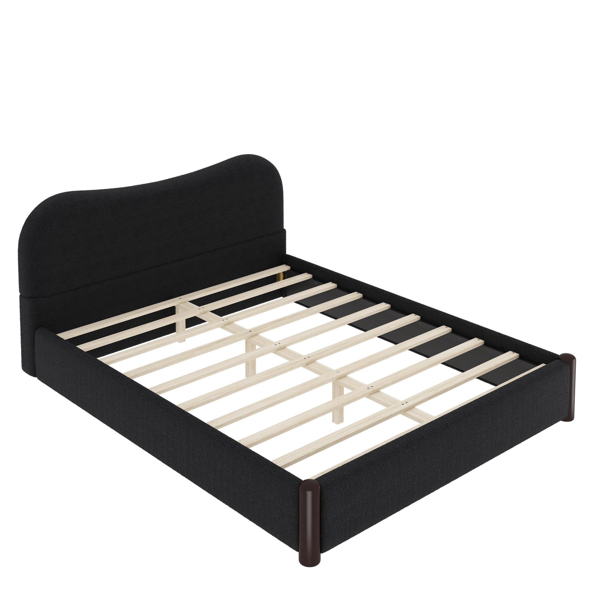 Euroco Upholstery Queen Size Platform Bed, Black