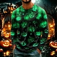 thumbnail image 2 of DORKASM Men Halloween Shirt Long Sleeve Lightweight Pumpkin Causal Shirts Crew Neck Skeleton 2026 Vintage Tops Fashion Fall Winter Funny Print Costumes Green S, 2 of 7