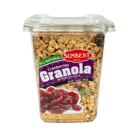 Sunbest Cranberry Granola Cereal with Oats and Seeds 15 oz, Instant, Shelf Stable