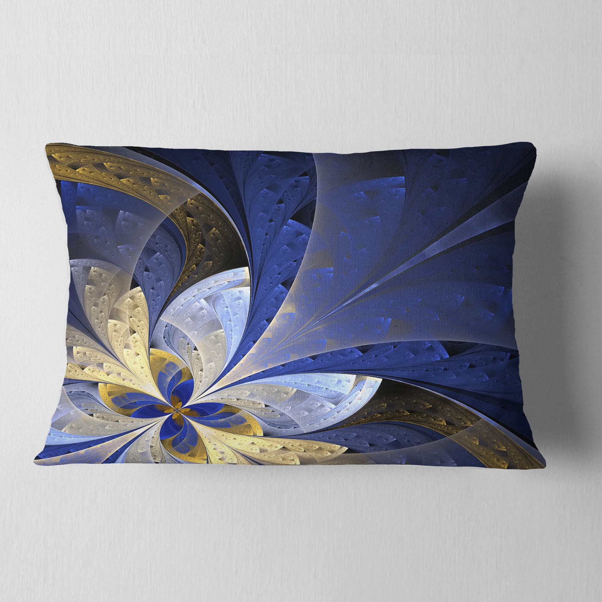 Designart 12" x 20" Contemporary, Modern Blue Polyester Throw Pillow