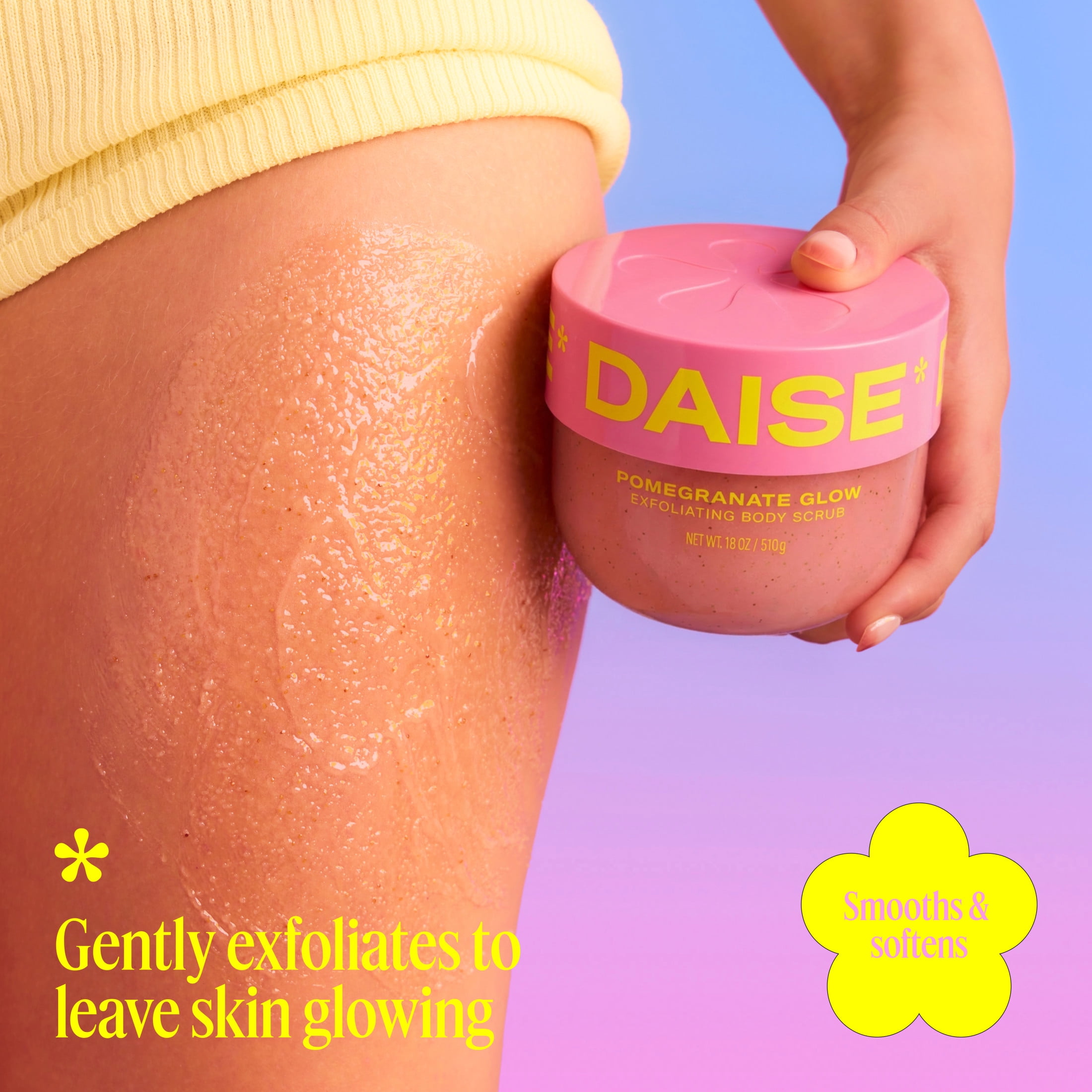 DAISE Exfoliating Body Scrub in Pomegranate Glow, For Soft Glowing Skin, 510 g