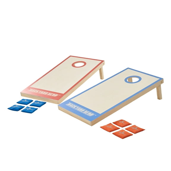 4 ft x 2 ft Cornhole Set with Solid Wood Boards, 8 ACA Bean Bags, Weather Resistant Canvas, and Carry Tote Backyard Hero Bean Bag Toss Game