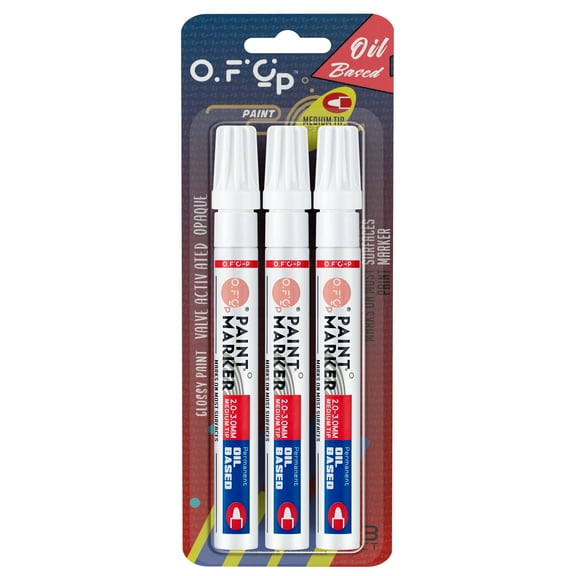 OFC-P Oil-Based Permanent Paint Marker Pen,Medium Tip,White,Pack of 3