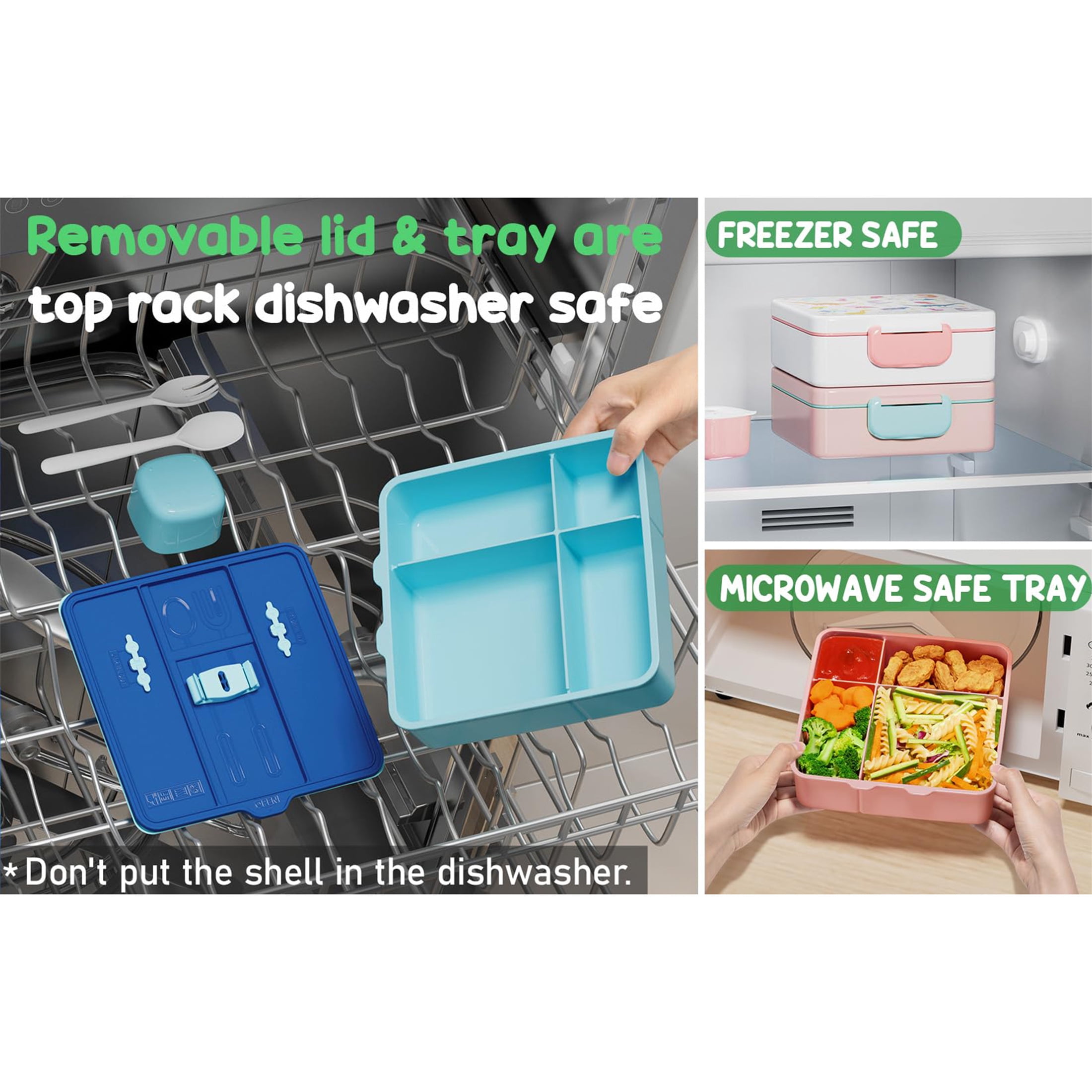 Bento Lunch Box, 40OZ Leak Proof Bento Box with 4 Compartments Lunch Container with Utensils (Nautica Blue)