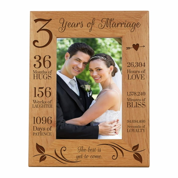 LifeSong Milestones 3rd Anniversary Picture Frame 3 years of marriage - Three Years Wedding Keepsake Gift for parents husband wife him her Holds 5x7 Photo - The Best Is Yet To Come (7.5x9.5)