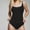 Black, variant on QUNYINEY Solid One Piece Swimsuit Women Standard Straps Square Neck Bathing Suit Ribbed Tummy Control Swimwear
