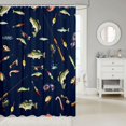 thumbnail image 2 of Manfei Hippie Bass Fish Shower Curtain 72Wx84L, Rustic Fishing Bathroom Shower Curtain, Navy Blue, 2 of 5