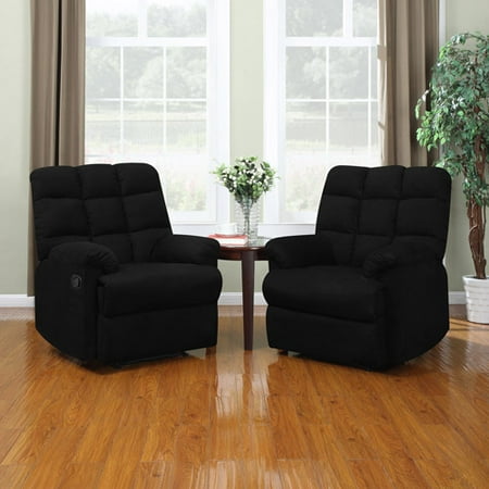 2 Piece Recliner - ProLounger Wall Hugger Microfiber Recliner Set of 2, Multiple Colors