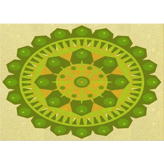 Ahgly Company Machine Washable Indoor Rectangle Transitional Dark Yellow Green Area Rugs, 6' x 9'