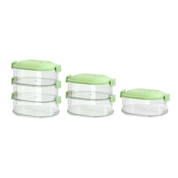 Stackable Transparent Kitchen Organizer for Fresh Produce and Dry Food Pantry Storage