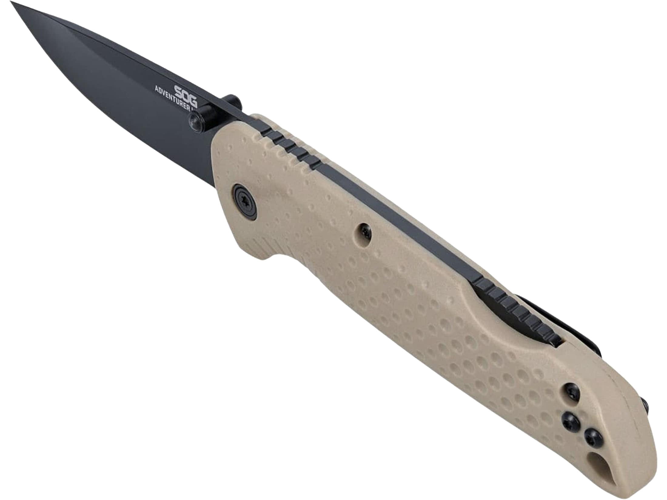 SOG Adventurer LB Pocket Knife 3" Drop Point 5Cr15MoV Titanium Nitride Blade Glass Filled Nylon Handle Flat Dark Earth