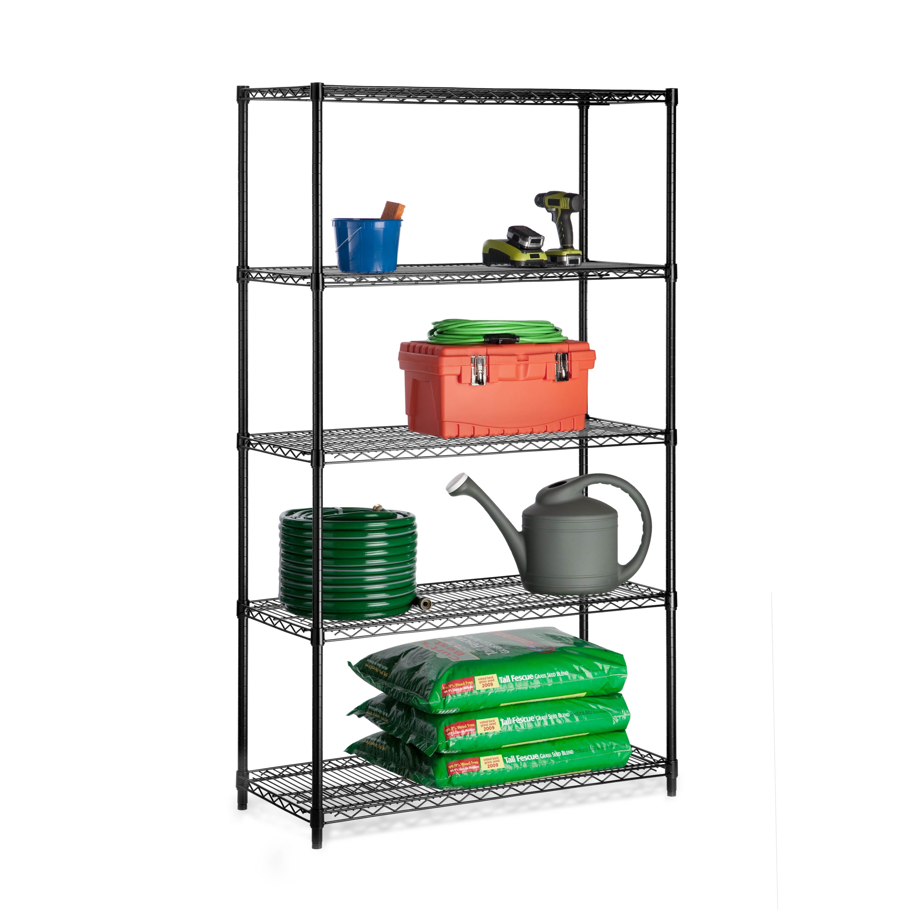 Boyel Living Black 5-Tier Storage Shelving Freestanding Heavy Duty Rack Shelving Unit in Small Space