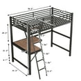 thumbnail image 5 of Loft Bed Twin Size with Desk, Twin Loft Bed with 13" High Full Length Guardrail and 4 Steps, Built-in Under Bed Shelf, Heavy Duty Metal Loft Bed Twin, Twin Size Loft Bed for Teens, Adults, Black, 5 of 9