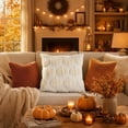 thumbnail image 5 of Halloween Pumpkin Pillow Cover, Faux Plush Throw Pillow Case, Soft 3D Embossed Decorative Cushion Cover for Couch Sofa Bed Living Room Fall Home Decor, White 18x18 Inch, 5 of 8