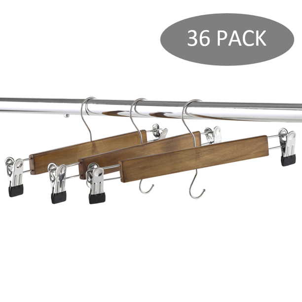 Better Homes & Gardens Walnut Finish Solid Wood Pant & Skirt Hangers, 36 Count