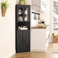thumbnail image 5 of Vabches Farmhouse 67" Tall Corner Cabinet with 4 Barn Doors, 5 Tier Corner Storage Cabinet with Glass Door Adjustable Shelves for Bathroom,Living Room,Kitchen, 5 of 10