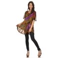 thumbnail image 5 of Sakkas Splenka Long Tie Dye Embroidered Corset Neck Cap Sleeve Blouse Shirt Top - Orange Multi - Plus Size, 5 of 5