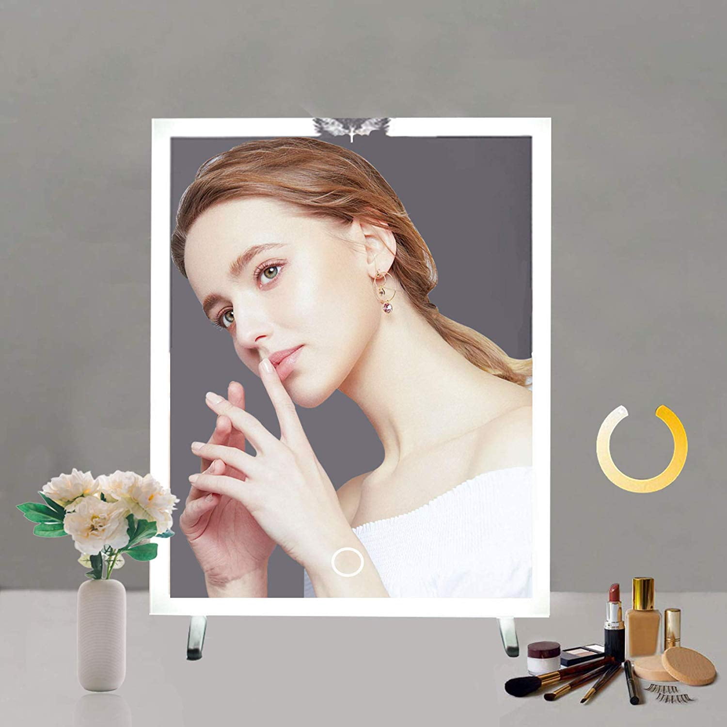 Dimmable Lighted Makeup Vanity Mirror 19x24 Bedroom Standing Mirror With Lights For Touch Control Design White Warm White Warm Color Settings Walmart Canada