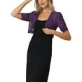 thumbnail image 4 of INSPIRE CHIC Casual Short Sleeve Mesh Sheer Shrug for Women's Open Front Cropped Cardiga Bolero XL Purple, 4 of 6