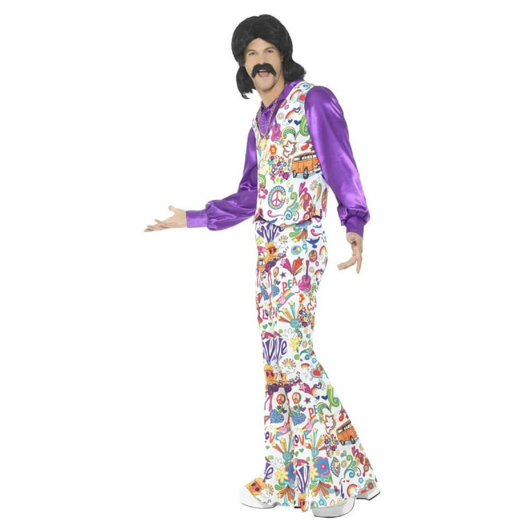 60s Groovy Hippie Costume Adult White Purple 60s Groovy Hippie Costume Adult White Purple