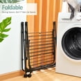 thumbnail image 3 of Kingrack Clothes Drying Rack, 3-Tier Folding Indoor Laundry Drying Rack with Wheels 4 Hooks, Metal, Black, 3 of 10