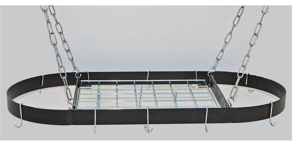 KES Hanging Pot Rack for Kitchen Rectangle Iron with Hooks 24 inch 