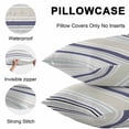 thumbnail image 5 of Throw Pillow Covers 18x18 Inch Set of 2, Beige Stripe Waterproof Outdoor Pillow Covers, Modern Abstract Art Navy Blue Striped Rustic Decorative Cushion Pillowcases for Couch, Sofa, Bed, Garden, Patio, 5 of 9
