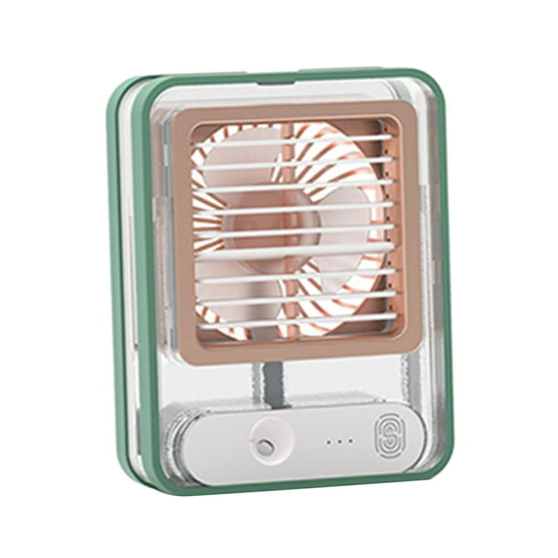 Mini ventilador de aire acondicionado con luz, ventilador de escritorio, ventilador de refrigeración recargable por USB, ventilador enfriador de aire Verde Sunnimix Ventilador de aire acondicionado