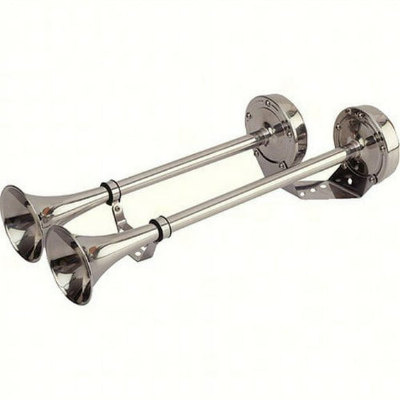 Sea-Dog Line 431540 Maxblast 5A 123 DB 24V Dual 18-1/4" Trumpet Horn, Stainless and Molded Motor Housing
