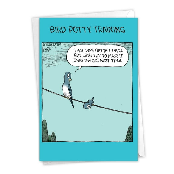 1 Funny Mother's Day Card with Envelope - Bird Potty Training C3568MDG