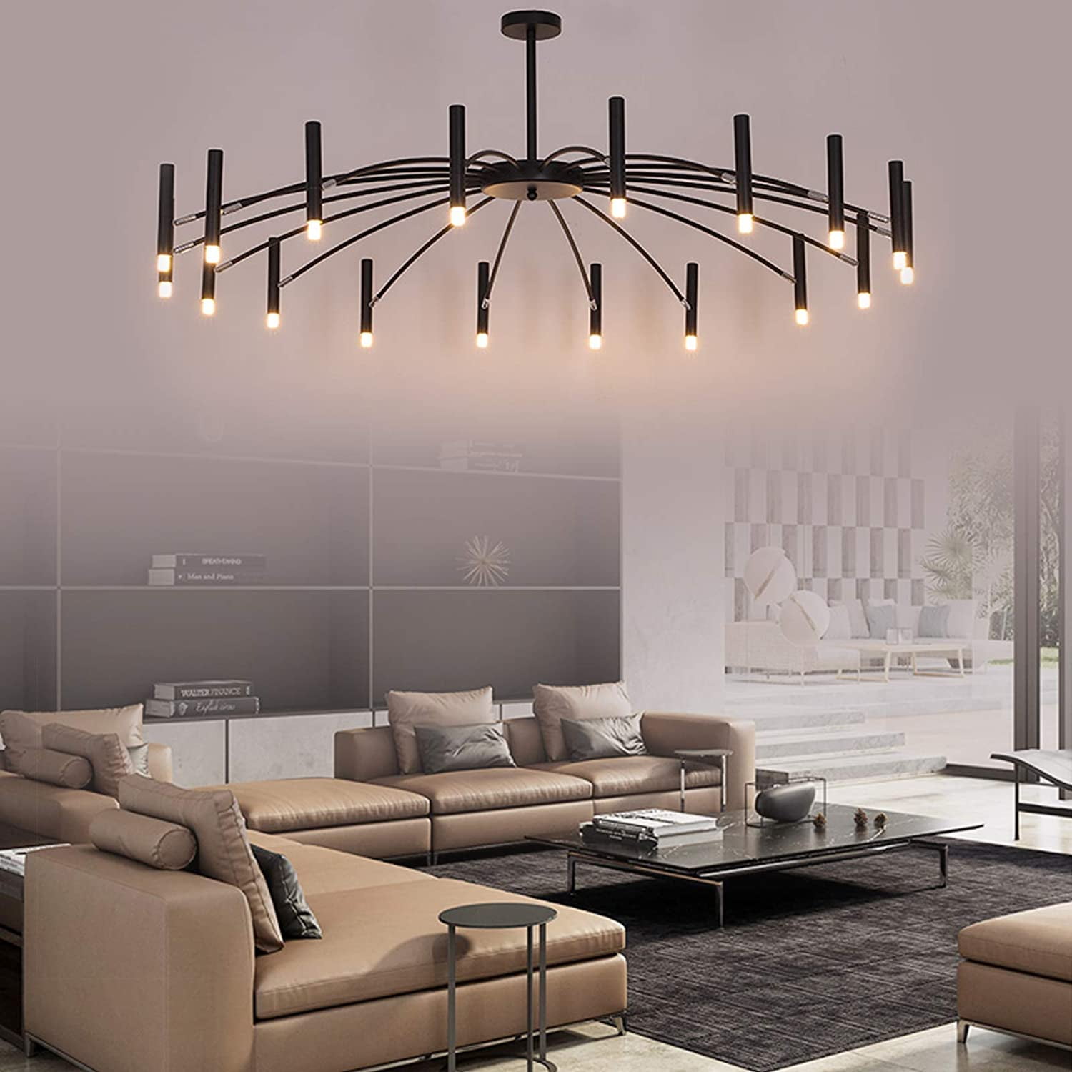 FETCOI Modern 18-Light Pendant Light Ceiling Light Fixture Nordic Metal Chandelier