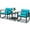 Blue, variant on Topcobe Cushioned Patio Rattan Seating Rocking Chair Glass Table Set 3 Pieces with Steel Frame Furniture, Black