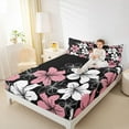 thumbnail image 4 of Homewish Cute Cartoon Floral Twin Sheet Sets,Country Natural Plant Twin Fitted Sheet,Pink Black White Flat Sheet For Adult,Super Cozy Room Decor,3pcs, 4 of 7