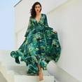 thumbnail image 4 of Douhoow Women Boho Long Dress Tropical Floral Sundress Long Sleeve Loose Beach Dresses, 4 of 9