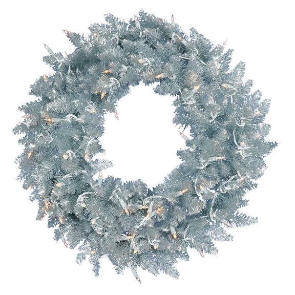 Vickerman 60" Silver Fir Artificial Christmas Wreath, Warm White Dura-Lit LED lights.