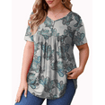 thumbnail image 2 of VERABENDI Womens Plus Size Short sleeve Tops V Neck Buttons Pleated Flared Casual Blouses, 2 of 5