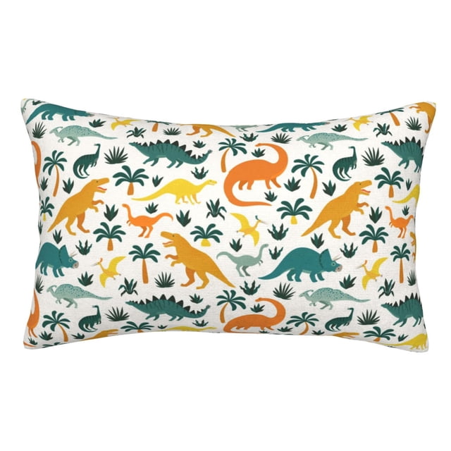 Balery Dinosaurs and Tropical Leaves Funda de Cojín Estampada, Regalos para Mujeres, Regalos de Amor para Ella, Regalos para Novia o Esposa, Funda de Almohada-20"x30"