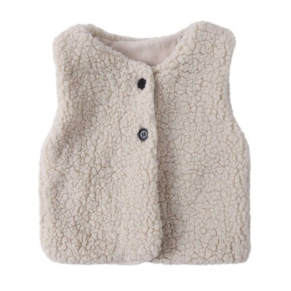 GYRATEDREAM Toddler Sherpa Fleece Button Vest, Soft Warm Sleeveless Jacket for Boys Girls 2‑8Y