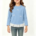 thumbnail image 5 of fatyb Girls Long Sleeve Tops Ruffle Hem T Shirts with Bow Kids Crew Neck Cute Blouses for 0-12 Years, 5 of 7
