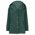 thumbnail image 6 of jtjvou Women's Fall Corduroy Jacket with Hood Casual Button Down Hooded Shirt Long Sleeve Oversized Up V Neck Blouses Tops Green S, 6 of 7