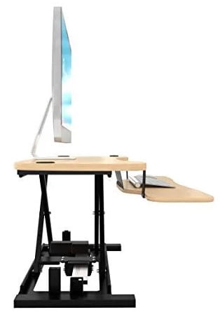 VersaDesk PowerPro Electric Standing Desk Converter with USB Port, Adjustable Wood & Steel Sit-Stand Workstation for Home & Office | Maple (48x24)