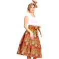 thumbnail image 4 of Sakkas Ama Women's Vintage Circle African Ankara Print Midi Skirt with Pockets - 116-RedAztec - One Size Regular, 4 of 5
