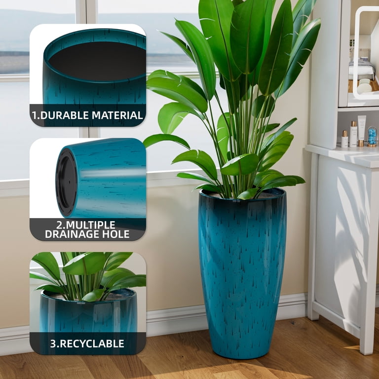 QCQHDU 24 inch Tall Planters for Outdoor Plants Set of 2, Large Planters  for Indoor Outdoor Plants, Decorative Lightweight Flower Pots for Front ...