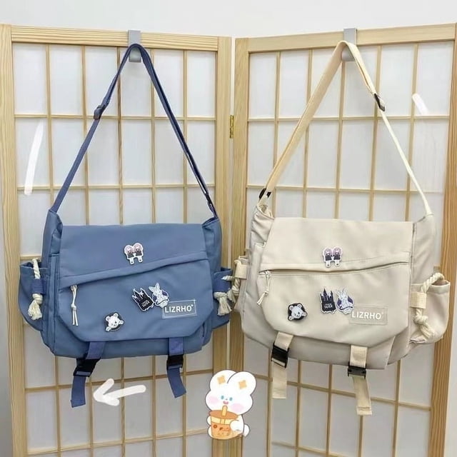 Bolso de hombro de gran capacidad estilo coreano, estilo Harajuku, estilo vintage, tipo mensajero, bolso cruzado de nailon para estudiantes