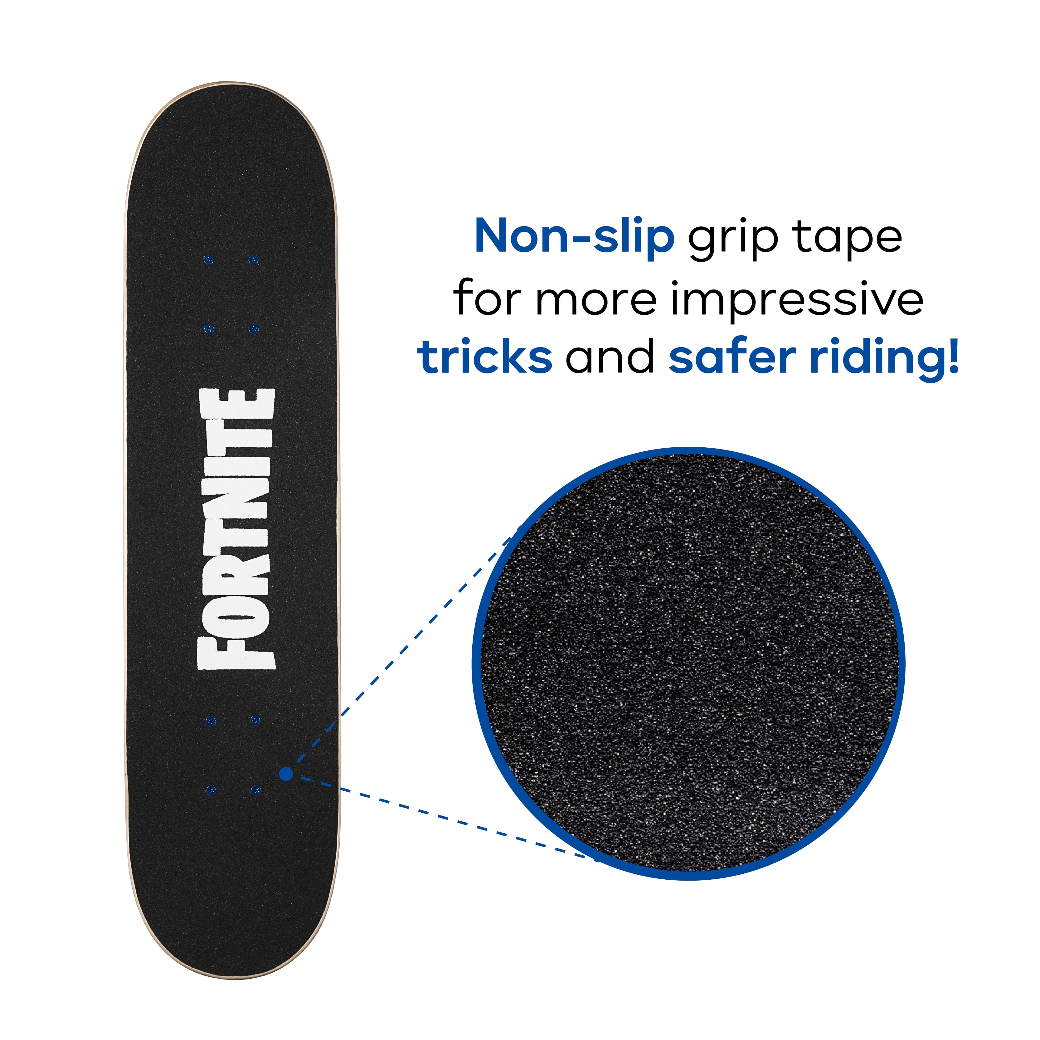Fortnite Rippley 31" Skateboard; Complete Skateboard for Teens (Bonus: Nite Life Wrap)