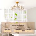 thumbnail image 5 of Garwarm 20.47" Gold Fandelier Ceiling Fan with Light, Flower Crystal Chandelier Ceiling Fan with Light and Remote Control, Modern Caged Enclosed 6 Speeds for Girl's Bedroom, Nursery, Living Room, 5 of 15
