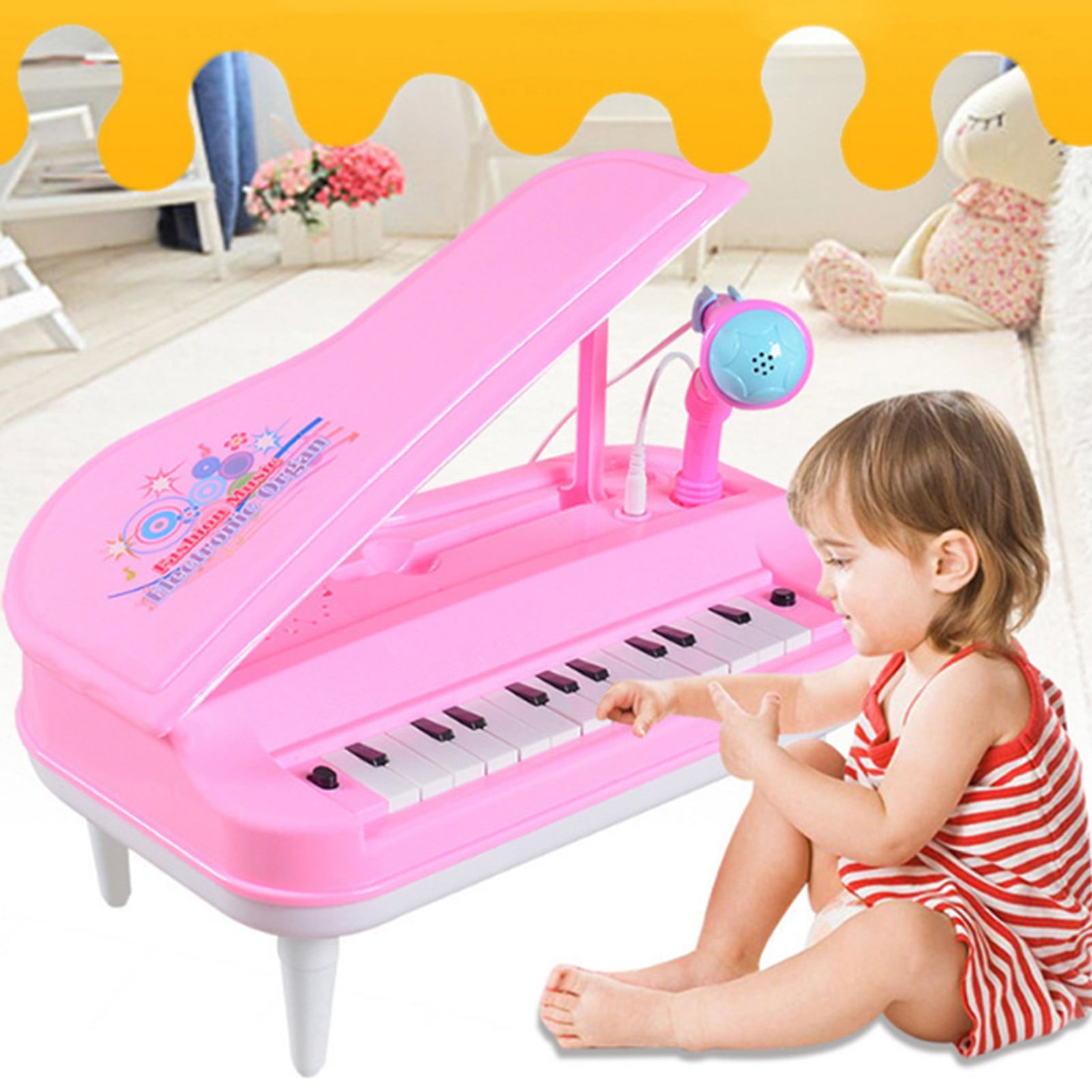 1 Set 23 Key Piano Toy with Microphone LED Lights Plastic Kids Piano ...