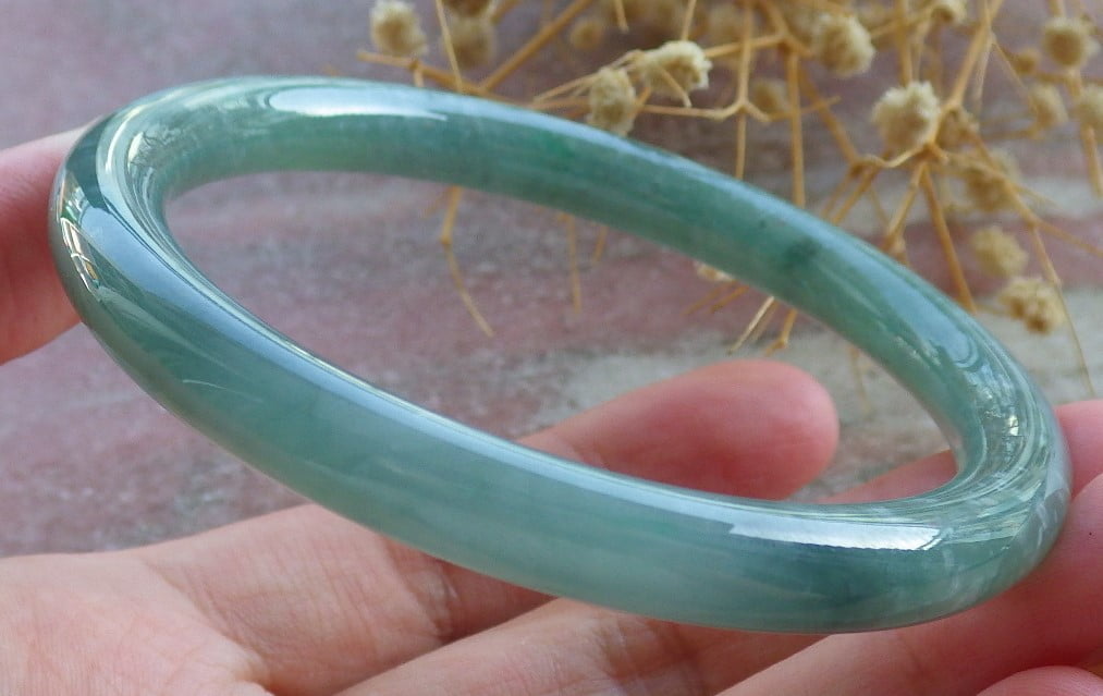 Icy Green Natural A JADE Jadeite Circle Bangle Bracelet 57 mm 683837 TN
